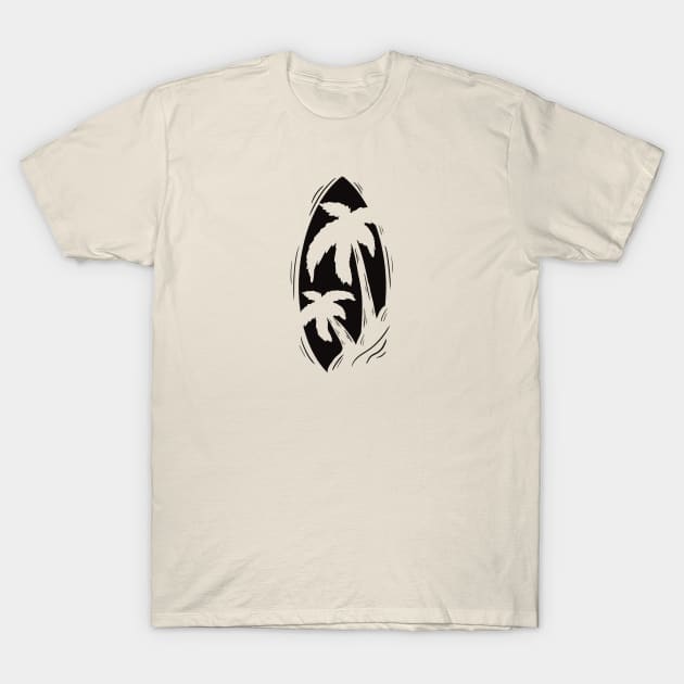 Surfboard in the silhouette of the palms T-Shirt by Xatutik-Art